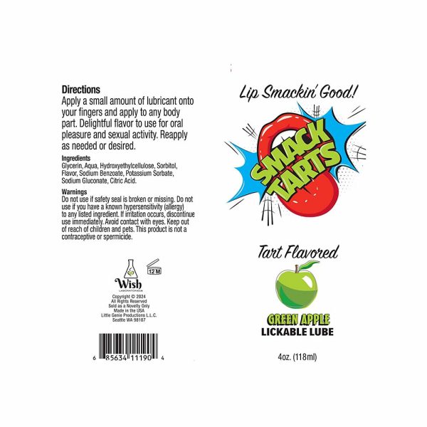 Smack Tarts Lickable Sour Green Apple Lube 4 oz. - Image 2