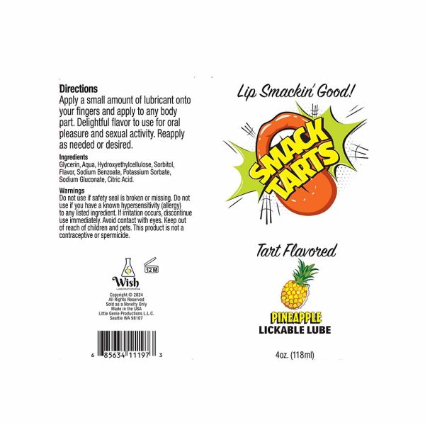 Smack Tarts Lickable Sour Pineapple Lube 4 oz. - Image 2