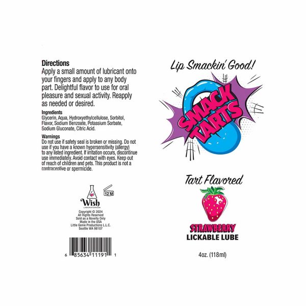 Smack Tarts Lickable Sour Strawberry Lube 4 oz. - Image 2