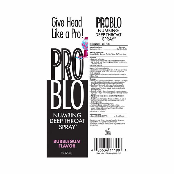 Pro Blo Numbing Deep Throat Spray Bubblegum 1 oz. - Image 2