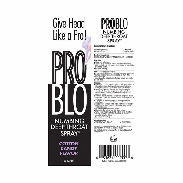 Pro Blo Numbing Deep Throat Spray Cotton Candy 1 oz. - Image 2