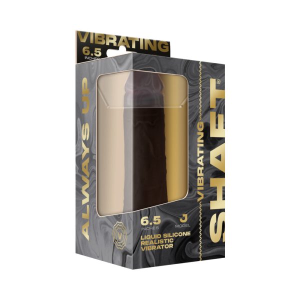 Shaft Vibrating Model J: 6.5 in. Dual Density Silicone Dildo Mahogany - Image 6
