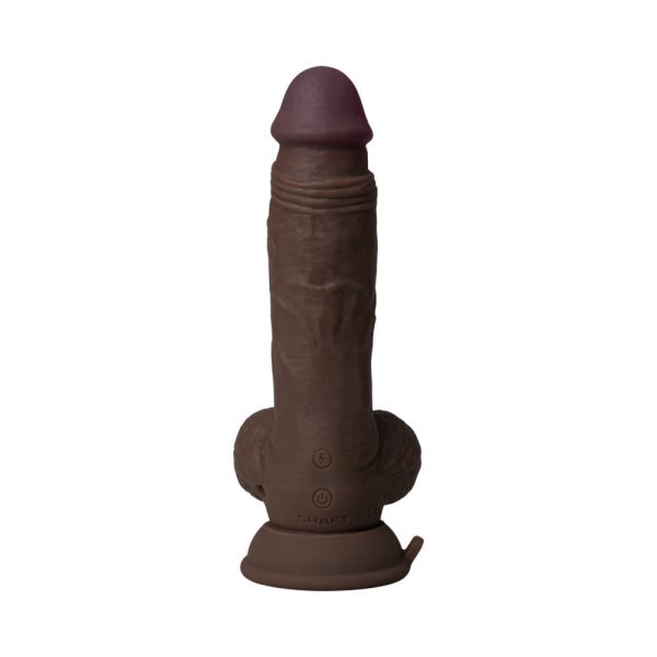 Shaft Vibrating Model A: 7.5 in. Dual Density Silicone Dildo Mahogany - Image 5