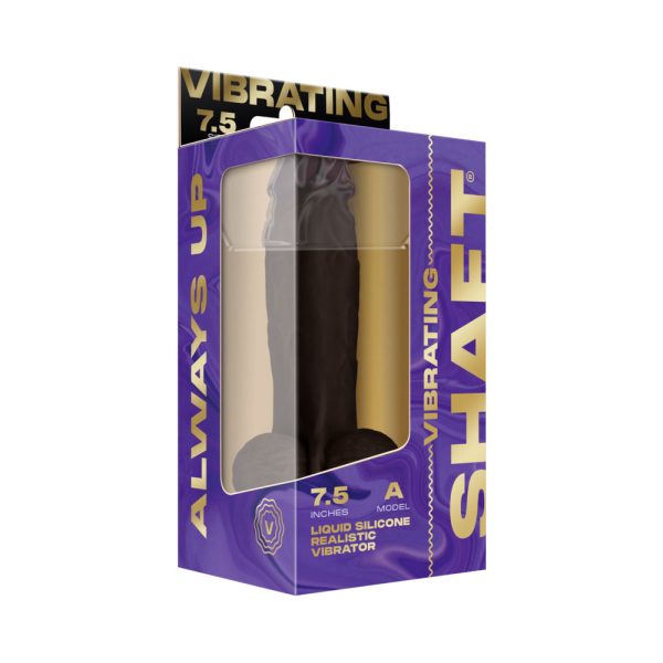 Shaft Vibrating Model A: 7.5 in. Dual Density Silicone Dildo Mahogany - Image 6