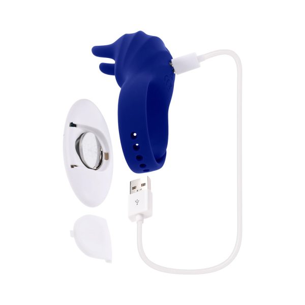 Zero Tolerance Adjustable Fun Ring Rechargeable Vibrating C-Ring with Remote Silicone Blue - Image 8
