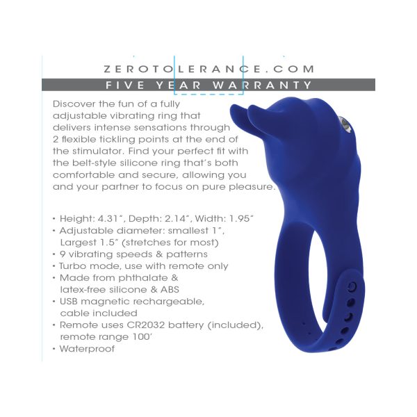Zero Tolerance Adjustable Fun Ring Rechargeable Vibrating C-Ring with Remote Silicone Blue - Image 10