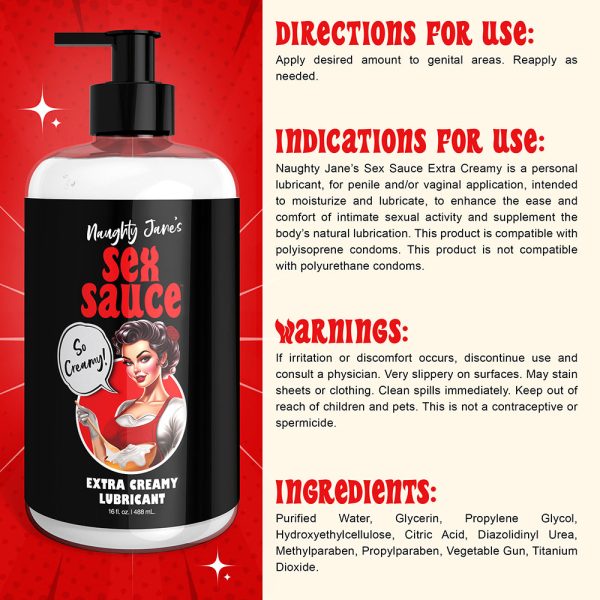 Naughty Jane''s Sex Sauce Extra Creamy Lubricant 16 oz. - Image 4