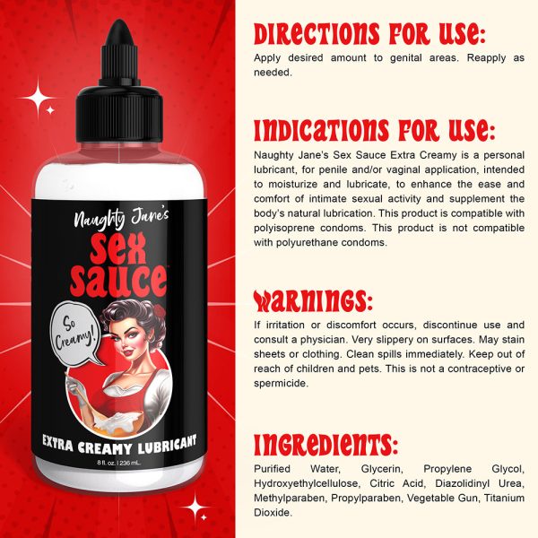 Naughty Jane''s Sex Sauce Extra Creamy Lubricant 8 oz. - Image 4