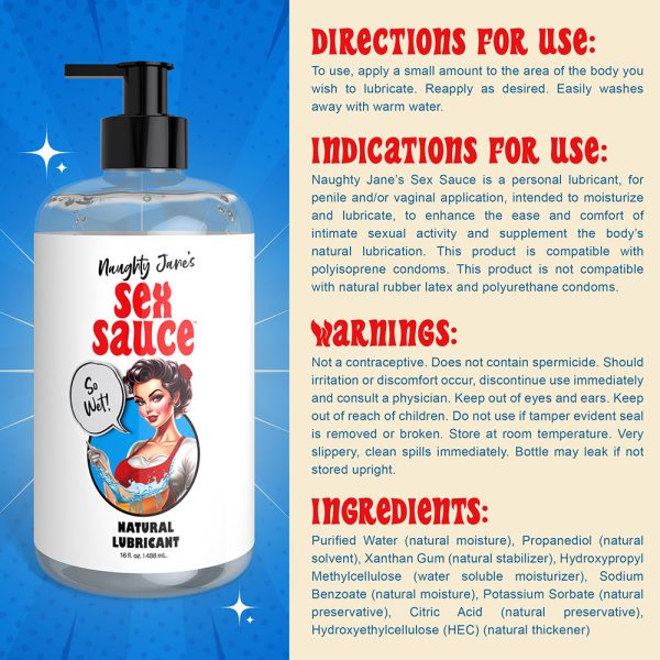 Naughty Jane''s Sex Sauce Natural Lubricant 16 oz. - Image 4