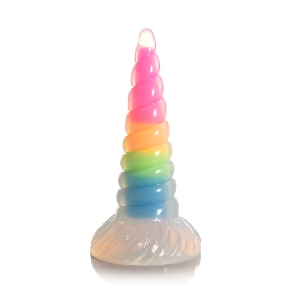 Creature Cocks Uni-Glow Glow-in-the-Dark Rainbow Silicone Dildo - Image 2