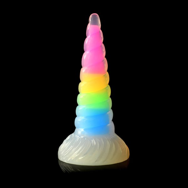 Creature Cocks Uni-Glow Glow-in-the-Dark Rainbow Silicone Dildo - Image 5