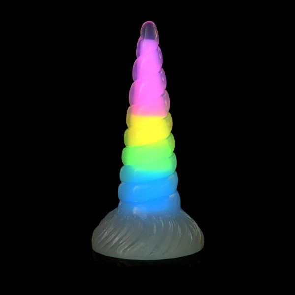 Creature Cocks Uni-Glow Glow-in-the-Dark Rainbow Silicone Dildo - Image 6