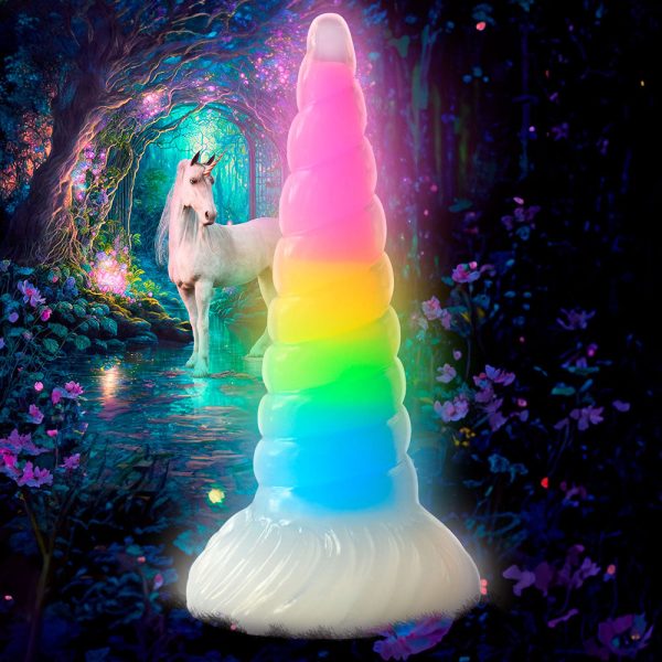 Creature Cocks Uni-Glow Glow-in-the-Dark Rainbow Silicone Dildo - Image 8