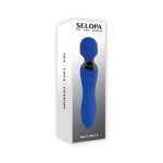 Selopa Blue Belle Rechargeable Dual-Ended Wand Vibrator Silicone Blue