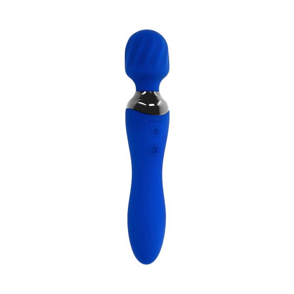 Selopa Blue Belle Rechargeable Dual-Ended Wand Vibrator Silicone Blue - Image 3