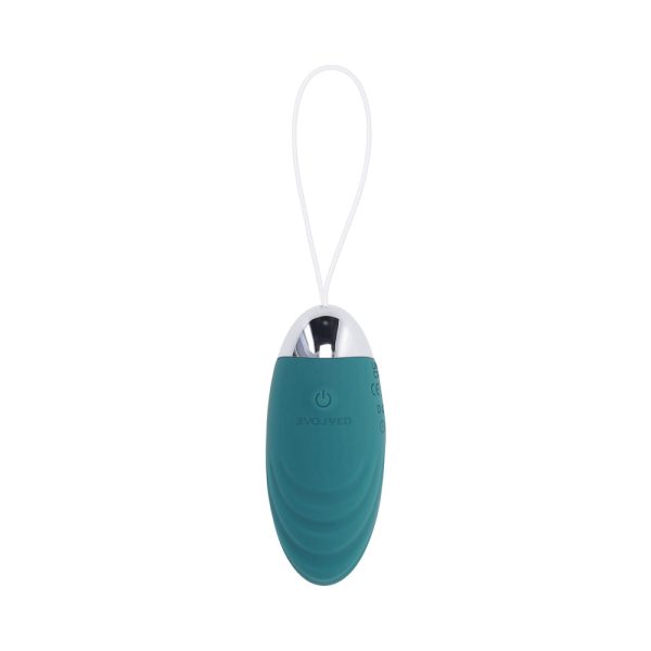 Evolved Oval Office Rechargeable Vibrating Egg with Remote Silicone Teal - Image 3