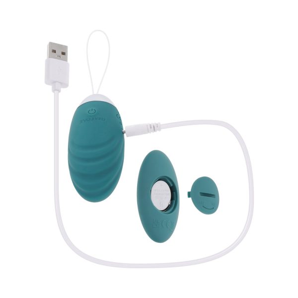 Evolved Oval Office Rechargeable Vibrating Egg with Remote Silicone Teal - Image 9