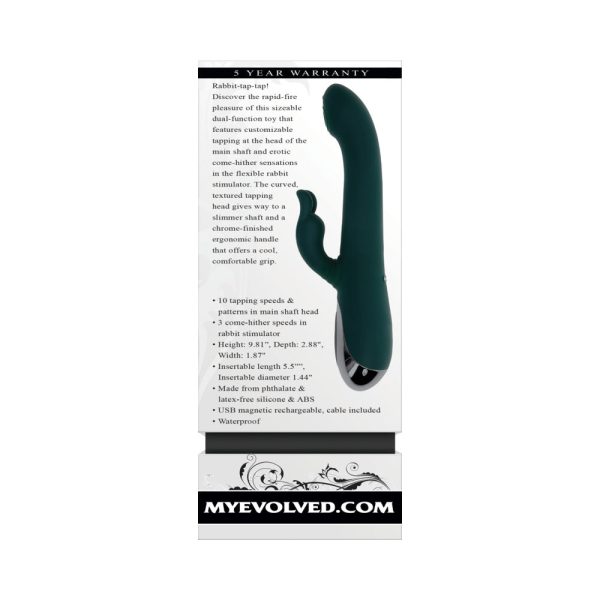 Evolved Rabbit Tap Tap Rechargeable Vibrating Dual Stimulator Silicone Green - Image 9