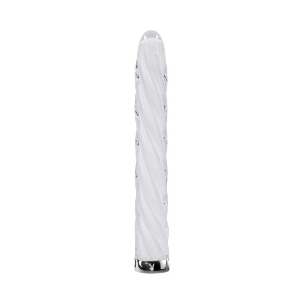 Playboy In A Twist Rechargeable Glass Vibrator White - Image 2