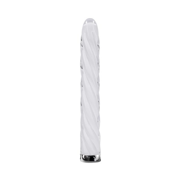Playboy In A Twist Rechargeable Glass Vibrator White - Image 3