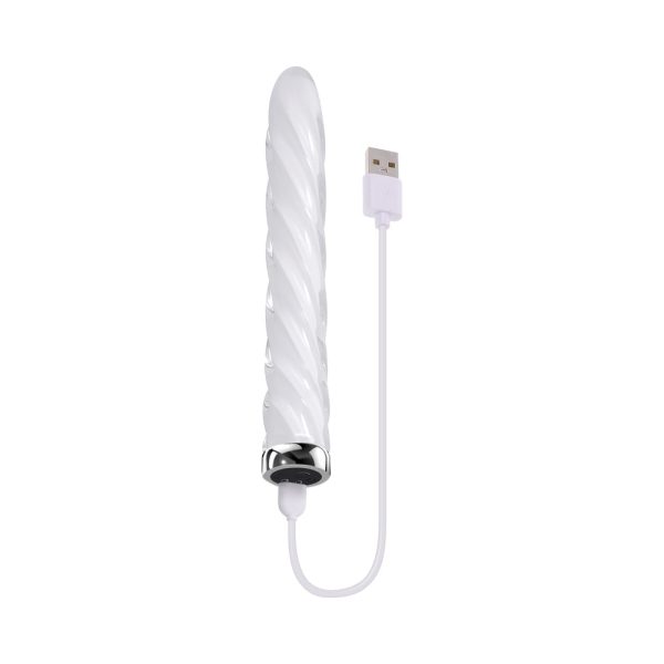 Playboy In A Twist Rechargeable Glass Vibrator White - Image 7
