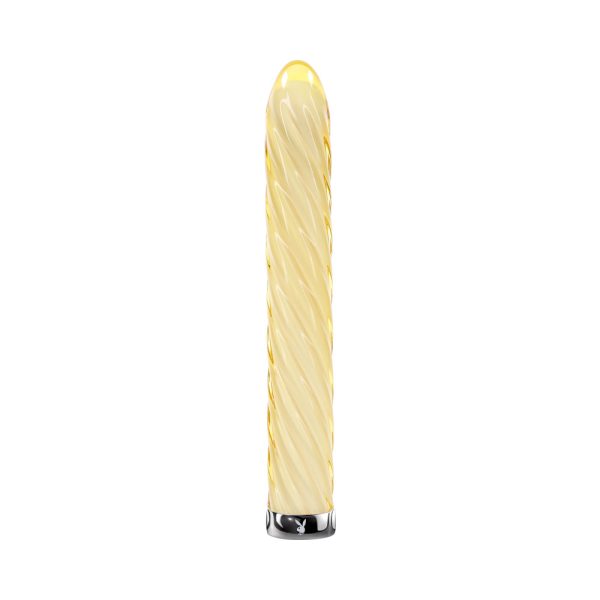 Playboy Twist Of Fate Rechargeable Glass Vibrator Yellow - Image 2