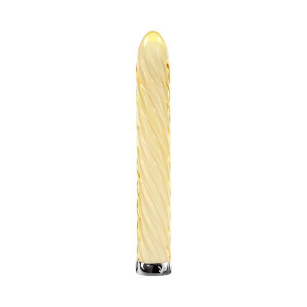 Playboy Twist Of Fate Rechargeable Glass Vibrator Yellow - Image 3