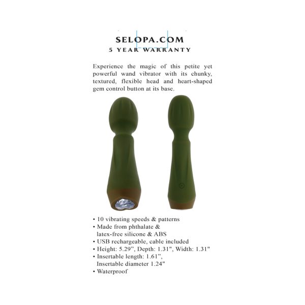 Selopa Heartfelt Rechargeable Vibrating Mini Wand Silicone Green - Image 8