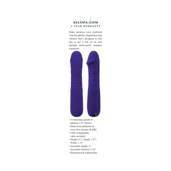 Selopa Ambition Rechargeable Thrusting Vibrator Silicone Purple - Image 9