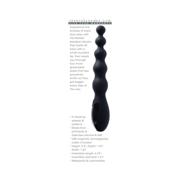Zero Tolerance Backdoor Baton Rechargeable Anal Vibrator Silicone Black - Image 9