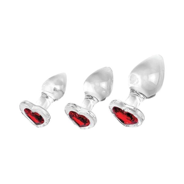 Adam & Eve Red Heart Gem Glass Plug Set - Image 2