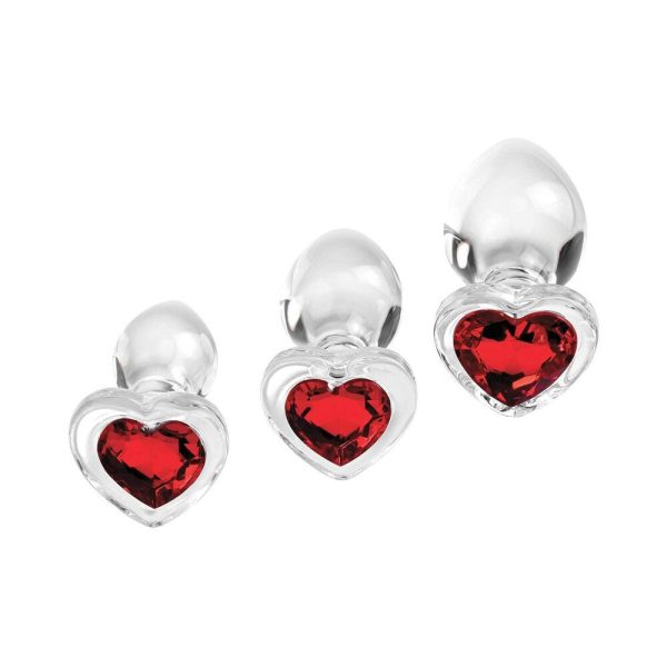 Adam & Eve Red Heart Gem Glass Plug Set - Image 4