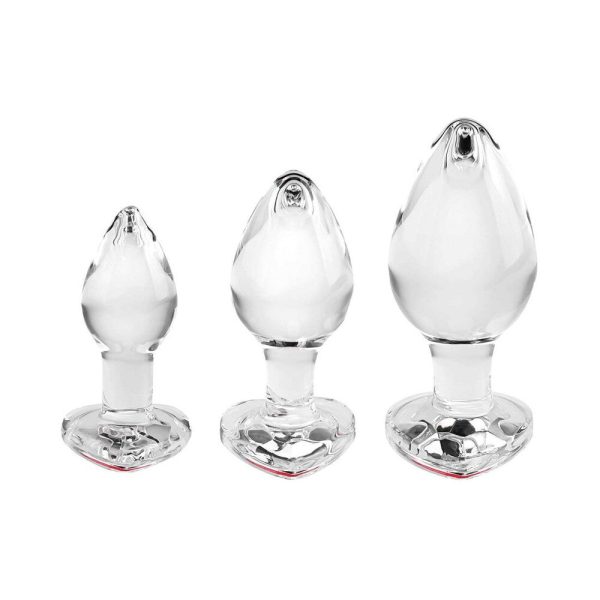 Adam & Eve Red Heart Gem Glass Plug Set - Image 5