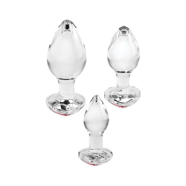Adam & Eve Red Heart Gem Glass Plug Set - Image 7