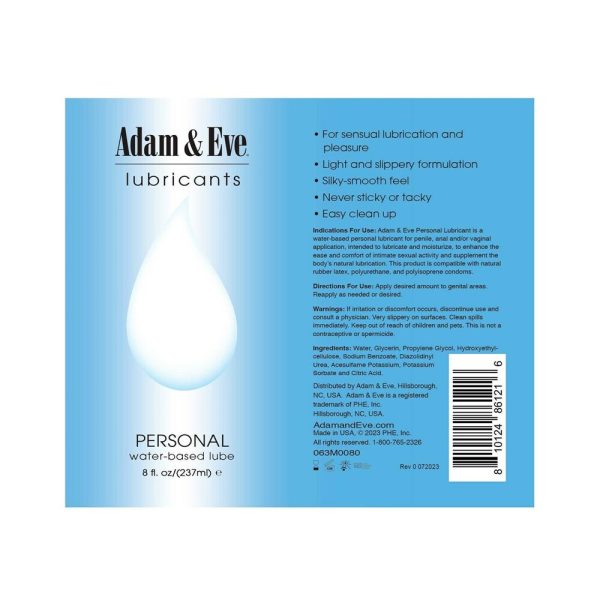 Adam & Eve Personal Water-Based Lubricant 8 oz. - Image 3