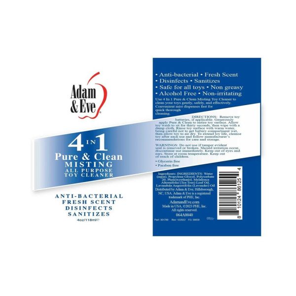 Adam & Eve 4 in 1 Pure & Clean Misting Toy Cleaner 4 oz. - Image 3