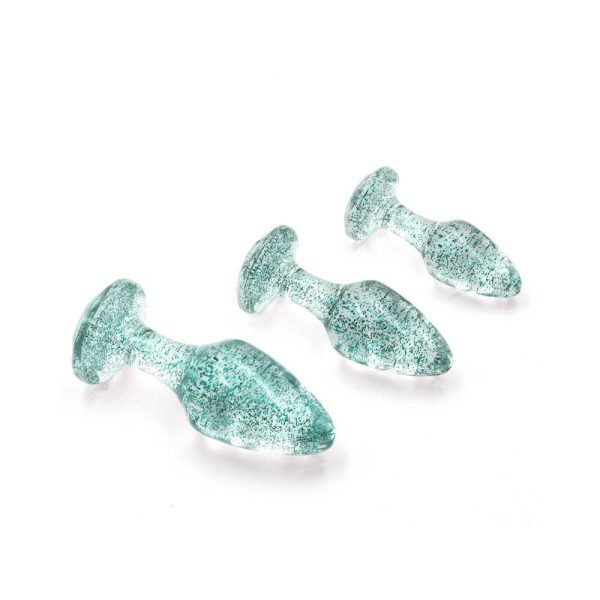Adam & Eve Glitter Gem Butt Plug Set Blue - Image 3