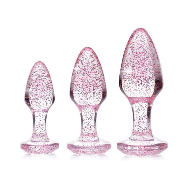 Adam & Eve Glitter Gem Butt Plug Set Pink - Image 2