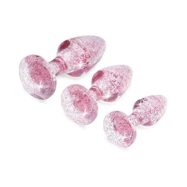 Adam & Eve Glitter Gem Butt Plug Set Pink - Image 3