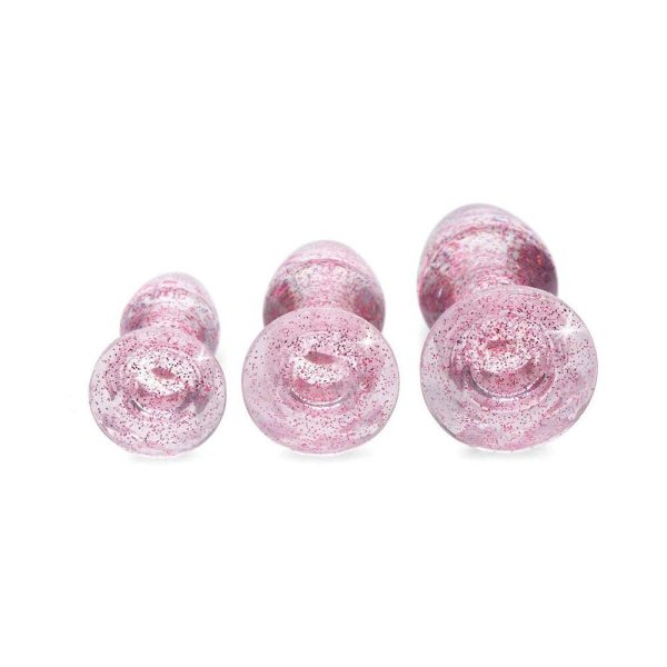 Adam & Eve Glitter Gem Butt Plug Set Pink - Image 4