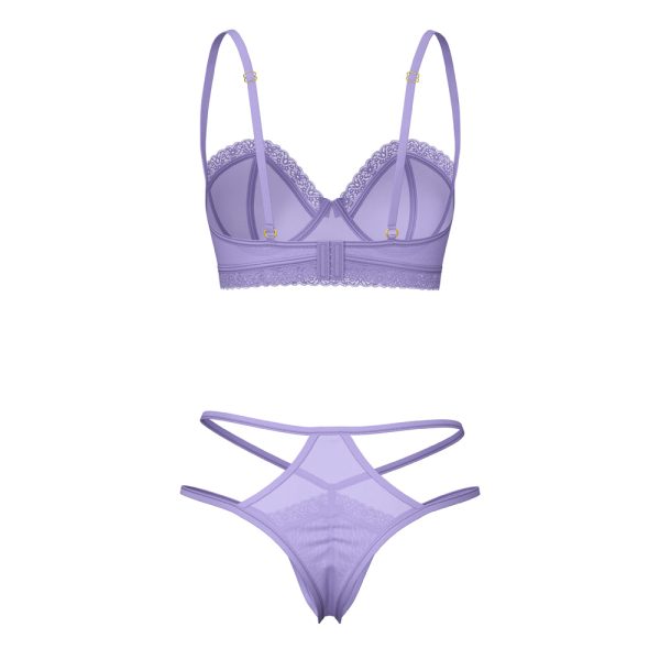 Magic Silk Sheer Passion Demi Bra & High Cut Tanga Very Peri L/XL - Image 6