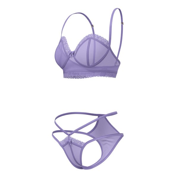 Magic Silk Sheer Passion Demi Bra & High Cut Tanga Very Peri L/XL - Image 8