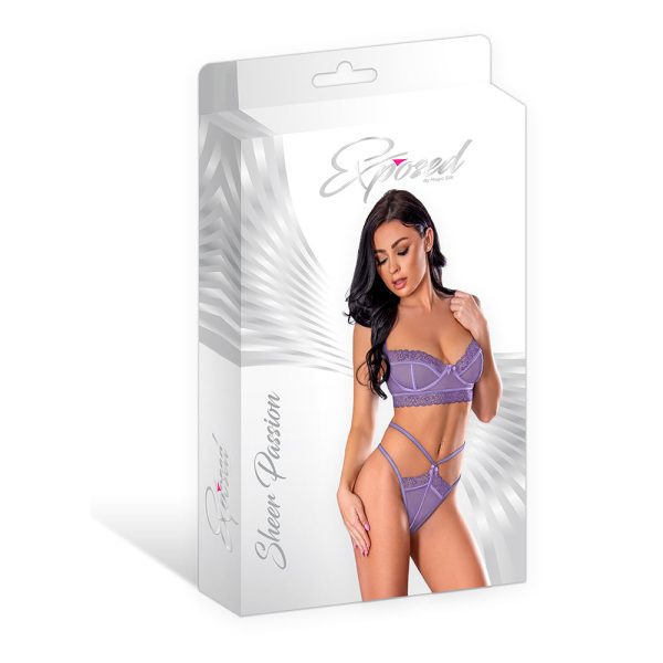 Magic Silk Sheer Passion Demi Bra & High Cut Tanga Very Peri L/XL - Image 10