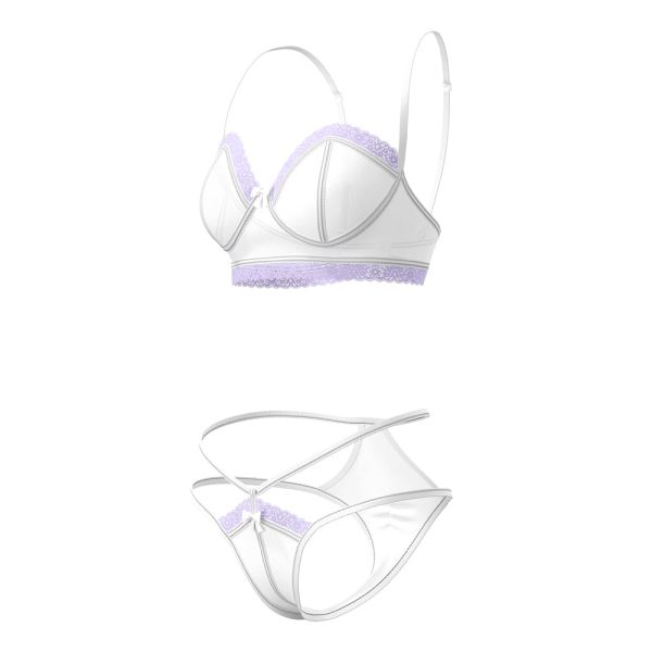 Magic Silk Sheer Passion Demi Bra & High Cut Tanga White/Lavender L/XL - Image 8