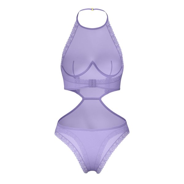 Magic Silk Sheer Passion Halter Teddy Very Peri Queen Size - Image 6