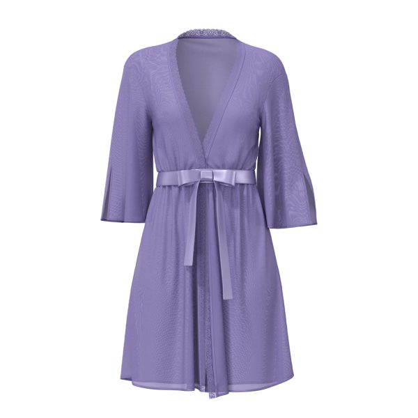 Magic Silk Sheer Passion Flutter Sleeve Robe Very Peri S/M - Image 4