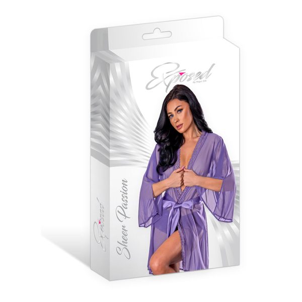 Magic Silk Sheer Passion Flutter Sleeve Robe Very Peri L/XL - Image 7