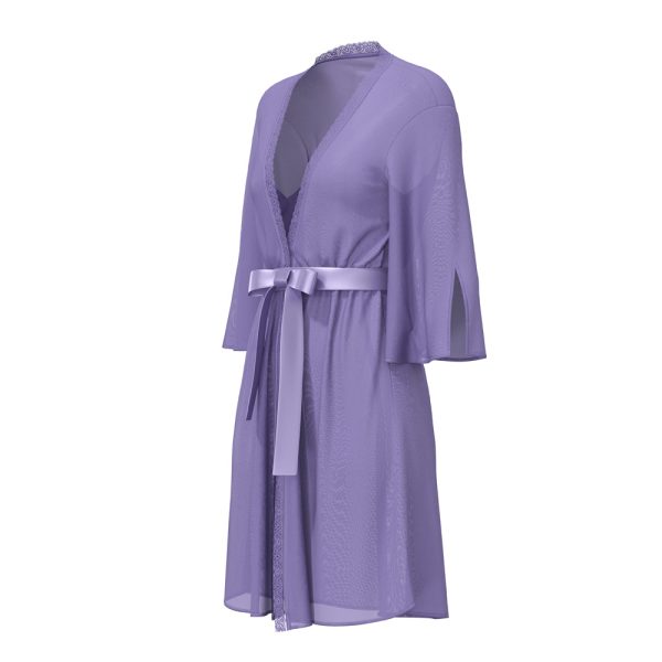 Magic Silk Sheer Passion Flutter Sleeve Robe Very Peri L/XL - Image 8