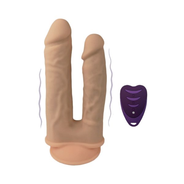 SILEX-D The Original Double Penetration 7 in. & 8 in. Vibrating Dildo with Remote Vanilla - Image 3