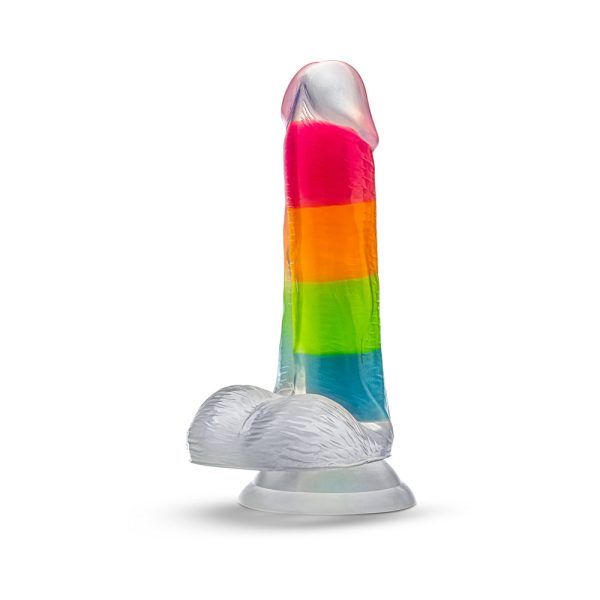Neo Elite Glow-in-the-Dark Rainbow Rave 6.5 in. Silicone Dual Density Dildo - Image 2